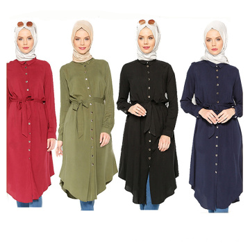 Mode Femmes Moyen modèles S-6XL maxi bloc de couleur Porter Arabe Filles Plus taille longue Islamique Vêtements chemise blouse robe